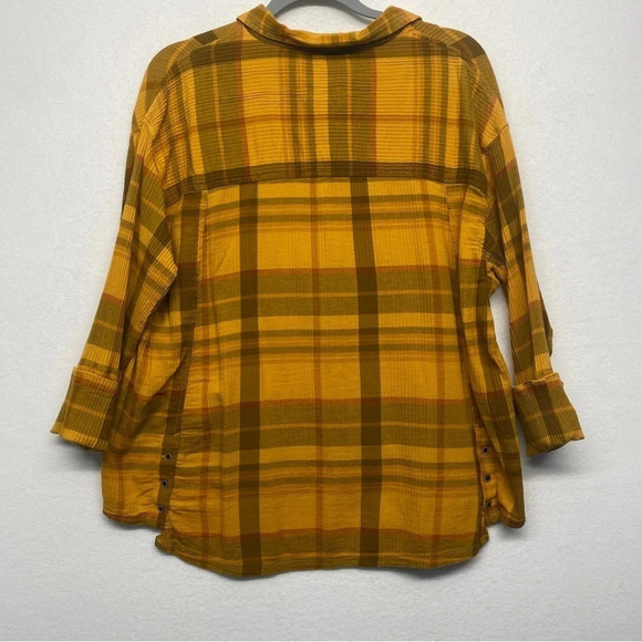 Prana Fillary Plaid Check Button Down Shirt Yellow L - Picture 5 of 7